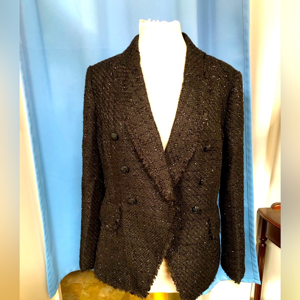 WHBM Studio Blazer Black with Silver Sparkle Color New, Never Worn, Size 12